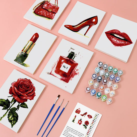 MINI MALEN NACH ZAHLEN | RED LADY - 6 Mini Gemälde