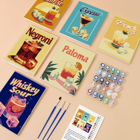 MINI MALEN NACH ZAHLEN | NIGHT COCKTAIL - 6 Mini Gemälde