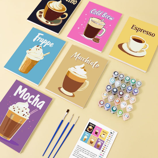 MINI MALEN NACH ZAHLEN | COFFEE - 6 Mini Gemälde