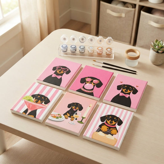 MINI MALEN NACH ZAHLEN | PINK PAWS – 6er Set