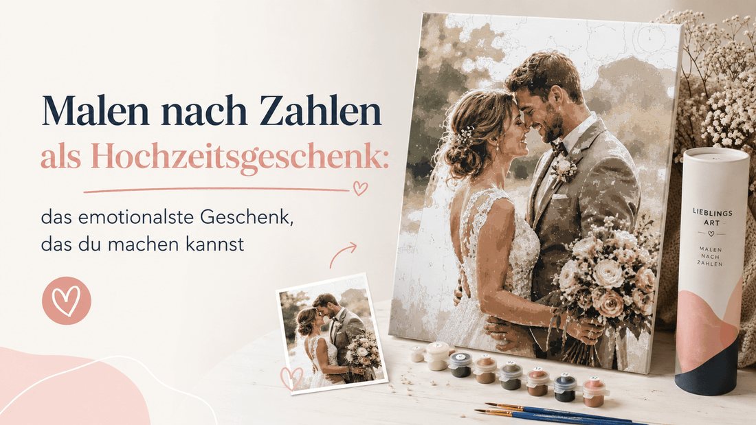 Malen nach Zahlen Hochzeitsgeschenk mit eigenem Foto – personalisierte Leinwand mit Brautpaar als emotionales Hochzeitsgeschenk
