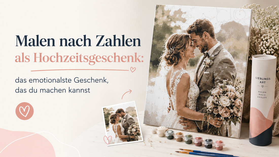 Malen nach Zahlen Hochzeitsgeschenk mit eigenem Foto – personalisierte Leinwand mit Brautpaar als emotionales Hochzeitsgeschenk