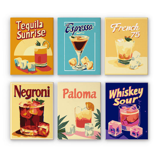 MINI MALEN NACH ZAHLEN | NIGHT COCKTAIL - 6 Mini Gemälde