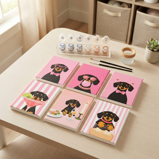 MINI MALEN NACH ZAHLEN | PINK PAWS – 6er Set