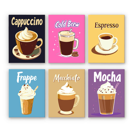 MINI MALEN NACH ZAHLEN | COFFEE - 6 Mini Gemälde