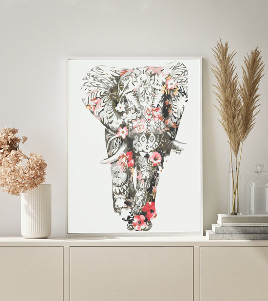 MALEN NACH ZAHLEN | ELEFANT MIT BLUMEN